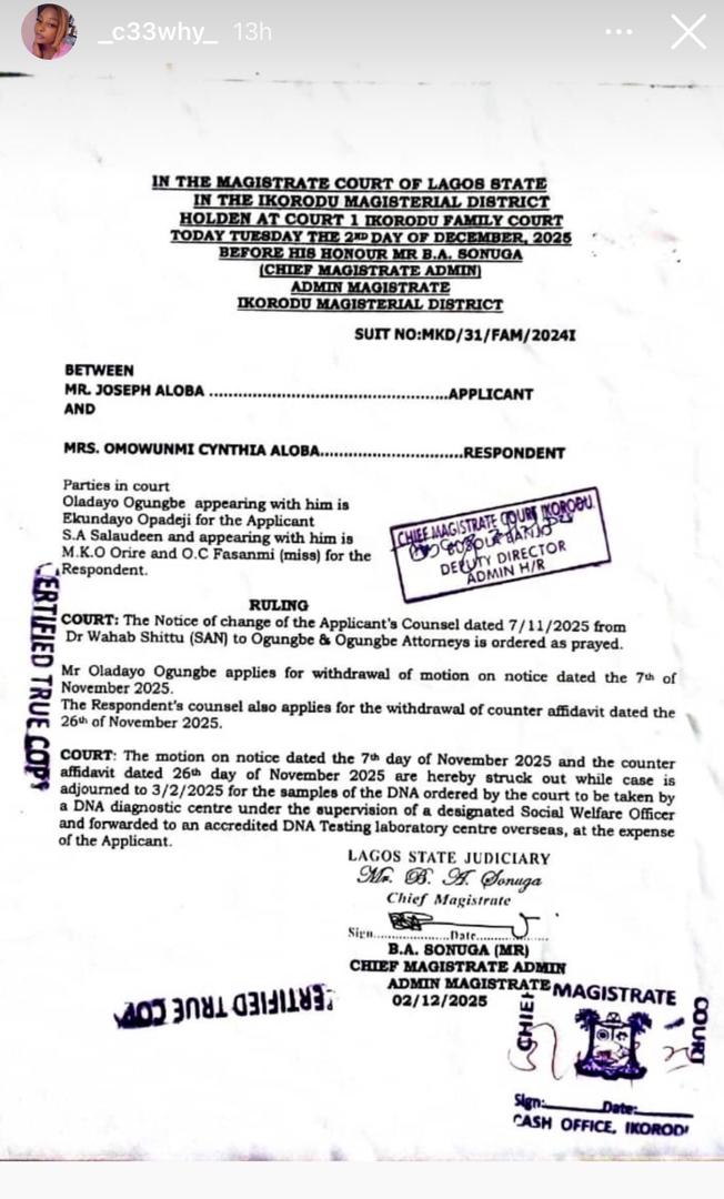 Mohbad?s widow, Wunmi, gives update on her DNA court case with her father in-law, Joseph Aloba